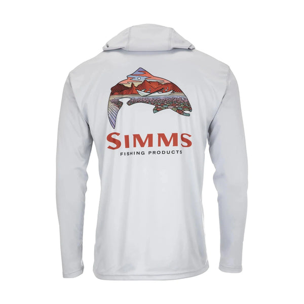 Simms Men's Tech Hoody Artist Series - Trout Logo Flame/Sterling