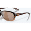 Three-quarter view of Costa Seadrift sunglasses showcasing Copper Silver Mirror 580G polarized lenses in shiny tortoise fade