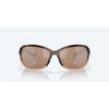 Front view of Costa Seadrift sunglasses with shiny tortoise fade frame and Copper Silver Mirror 580G lenses on white background
