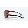 Three-quarter view of Costa SEADRIFT sunglasses with shiny tortoise fade frame and Copper Silver Mirror 580G polarized lenses on light gray background