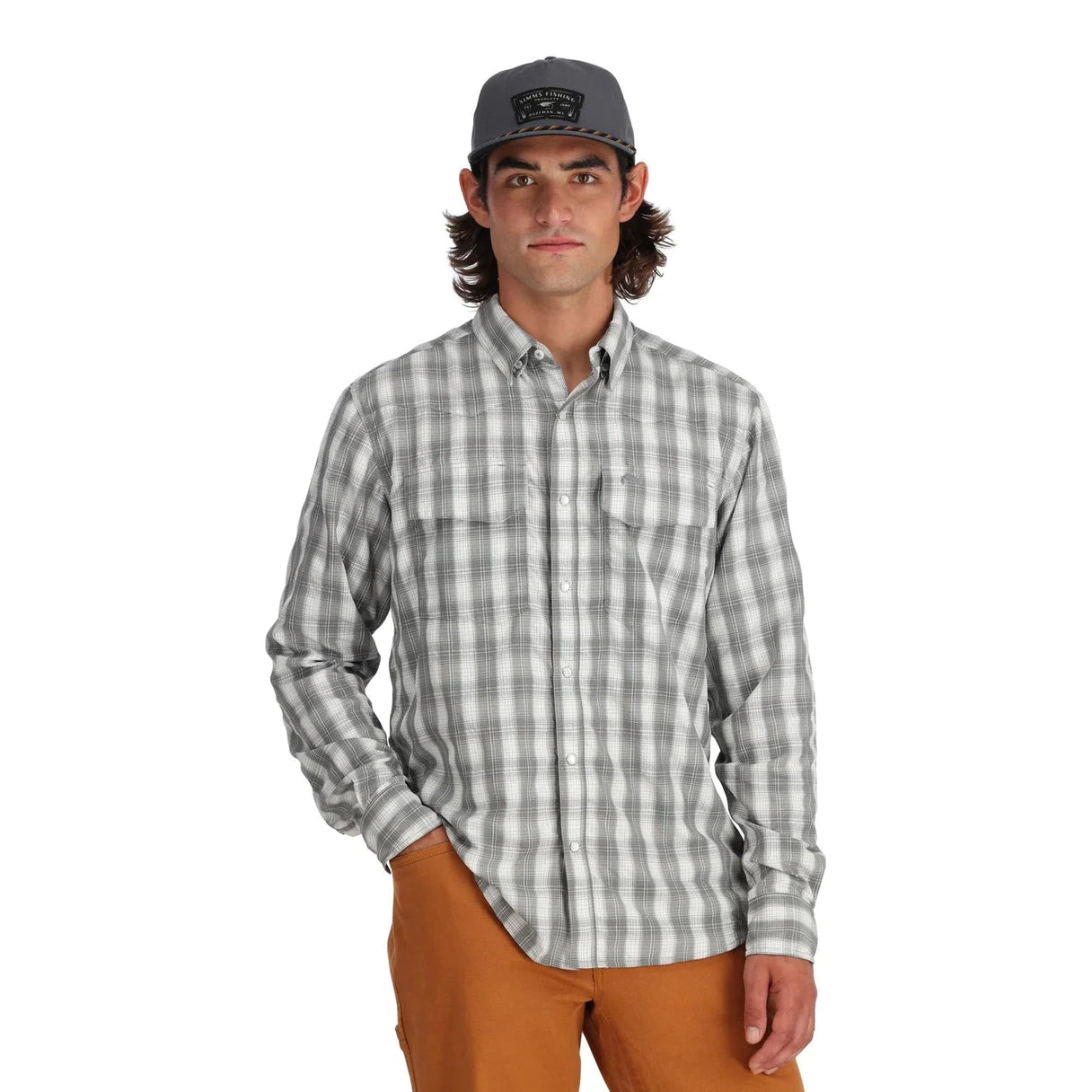 Simms Men's Big Sky Long-Sleeve Shirt - Black Plaid