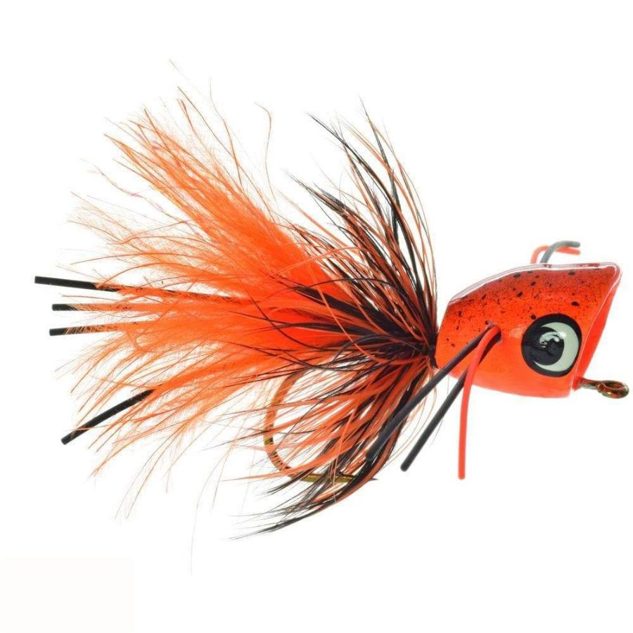 Bass Popper (Weed Guard) - Orange Splatter - Size 6