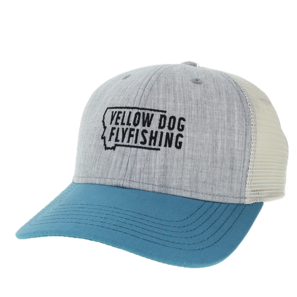 Yellow Dog Flyfishing Yellow Dog Trucker Hat - Melange Grey/Pacific Blue/Stone.