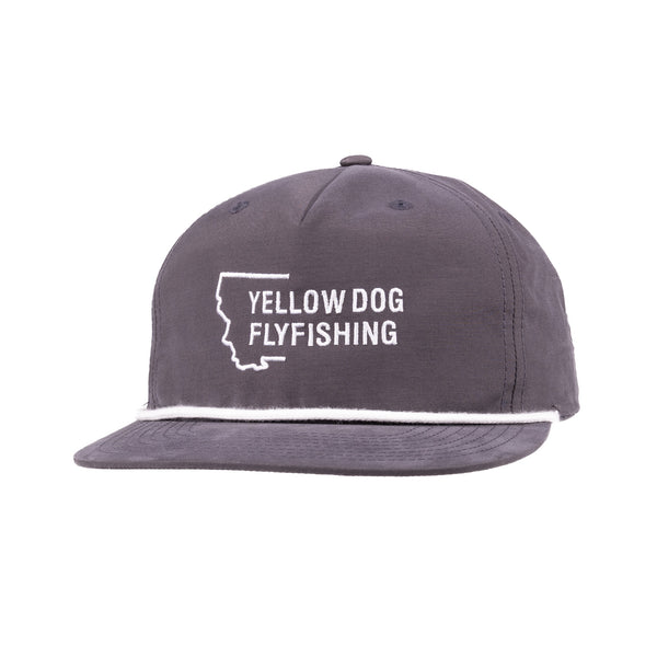 Yellow Dog Flyfishing Yellow Dog Montana Crescent Hat - Charcoal/White Rope.