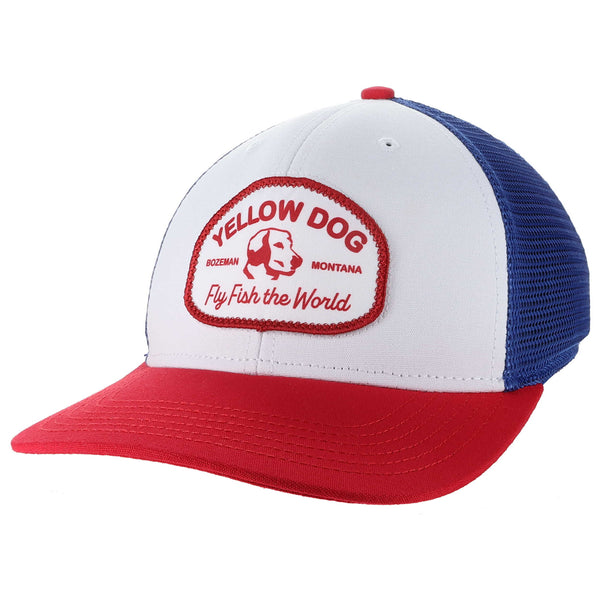 Yellow Dog Trucker Hat - White/Red/Royal