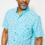 Orvis Tech Chambray Printed Short-Sleeve Shirt - Dusty Blue