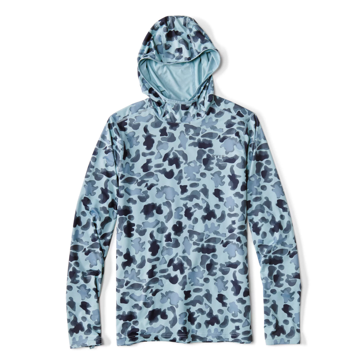 Orvis Men's Sun Defense Printed Hoodie - Blue Watercolor Camo