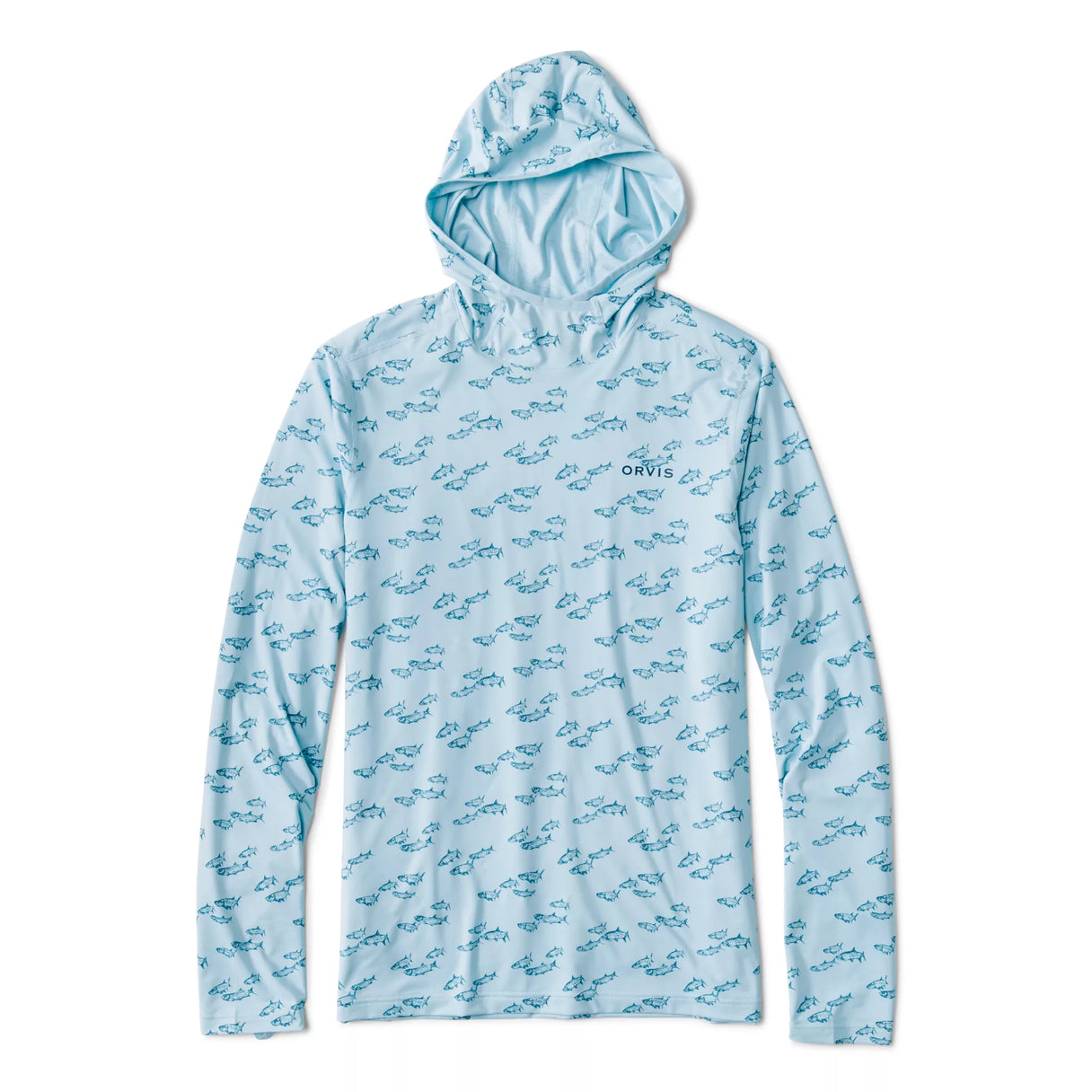 Orvis Men's Sun Defense Printed Hoodie - Blue Mist Tarpon