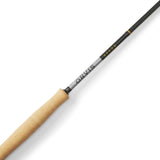 Angled detail of Orvis Recon 3wt 9' fly rod showing cork handle and Recon branding on a white background
