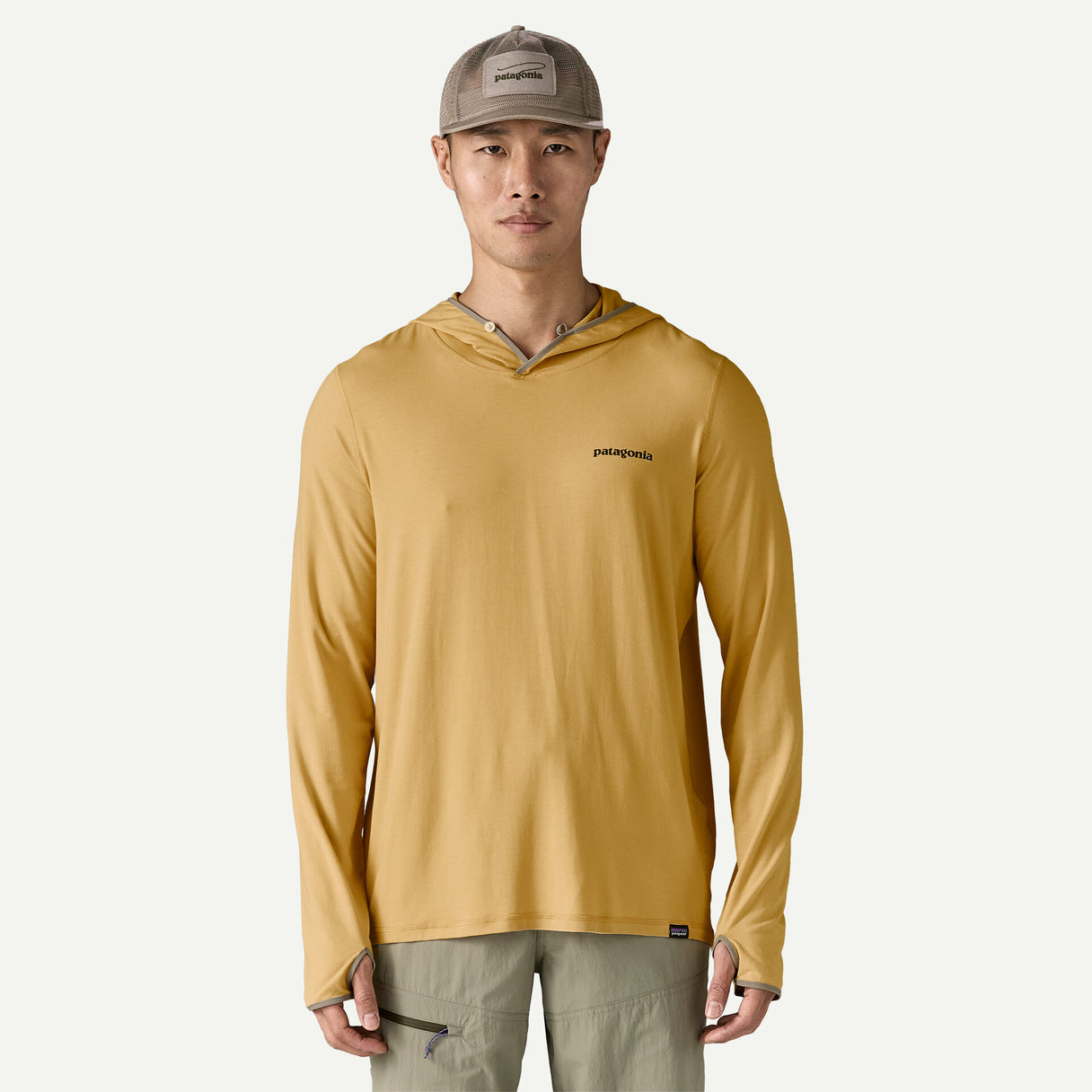 Patagonia Men's Tropic Comfort Natural Graphic Hoody - Fitz Roy Tarpon: Beeswax Tan
