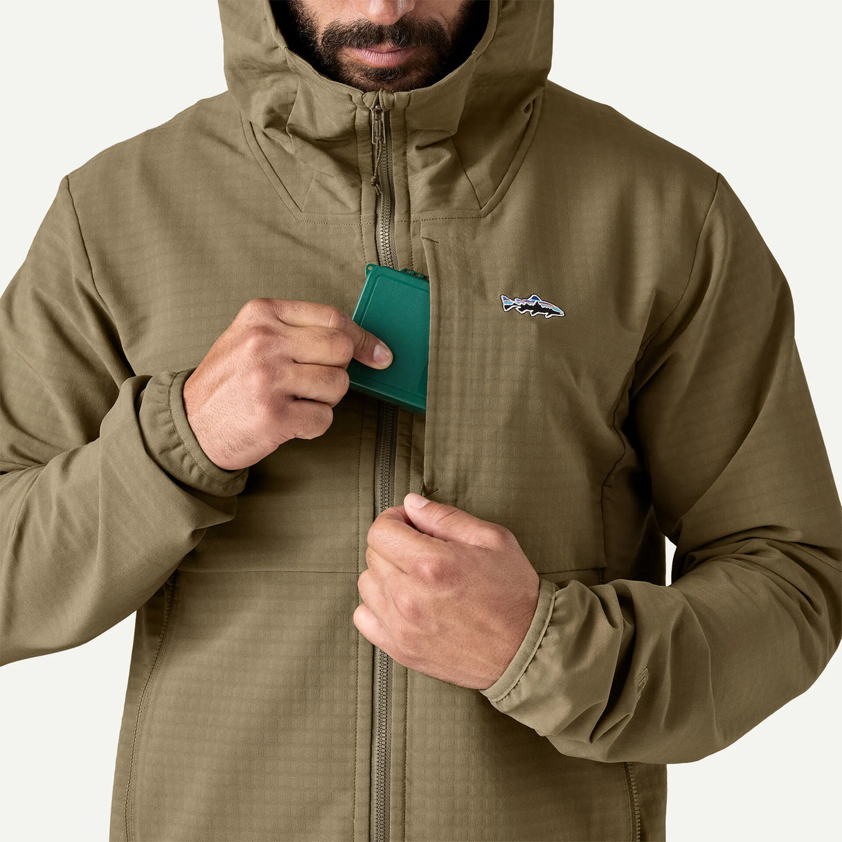 Patagonia Patagonia Men's R1 TechFace Fitz Roy Trout Hoody - Black.
