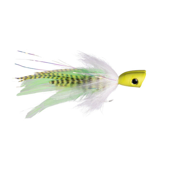 SS Double Barrel GT Popper - Chartreuse/White  - Size 8/0