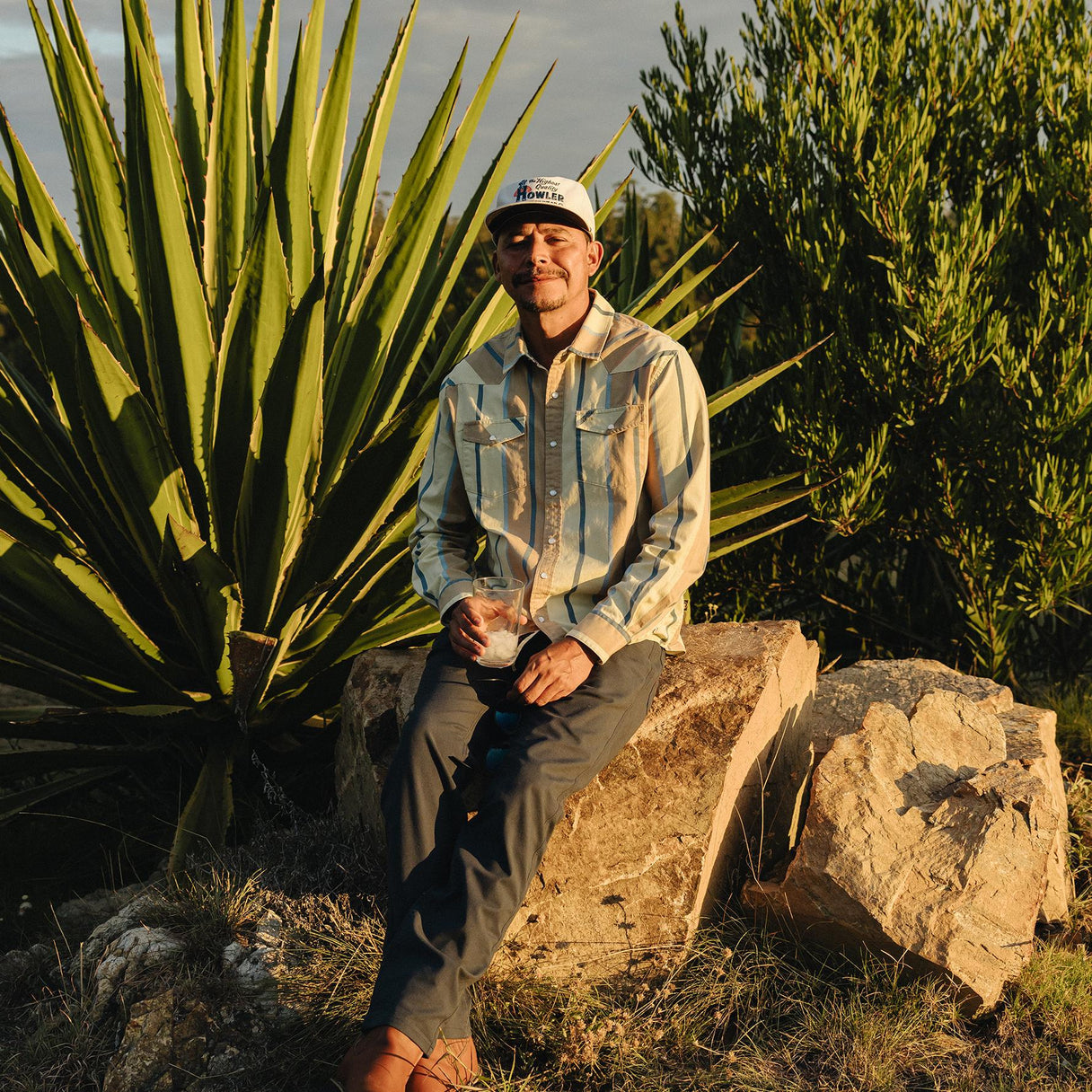 Howler Brothers High Rider Shirt - Driver Stripe : Terra