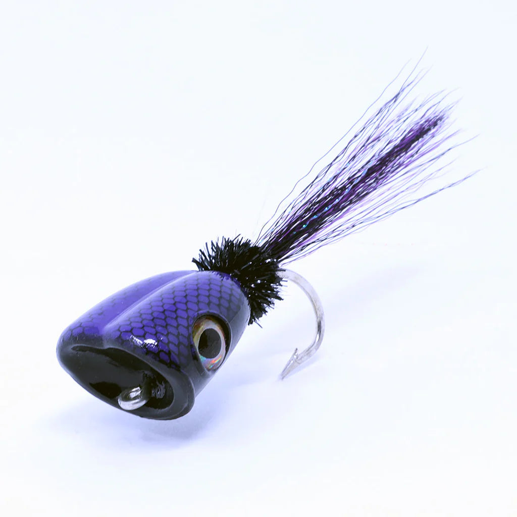 Black & Purple Double Barrel Baitfish Popper - Size 3/0