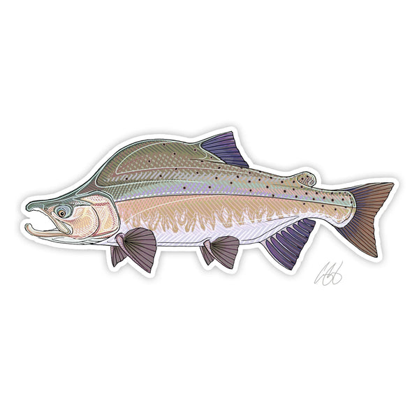 Casey Underwood Underwood Pink Salmon Sticker.