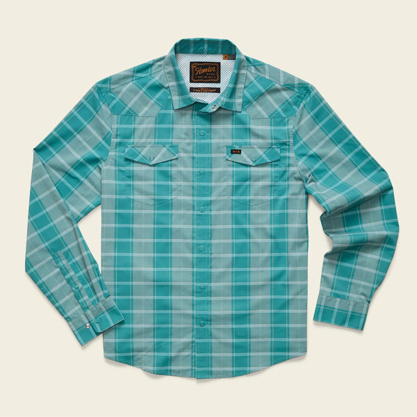 Howler Brothers H Bar B Tech Longsleeve Shirt - Braden Plaid : Teal