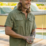 Howler Brothers H Bar B Snapshirt - Eyelet Stripe : Cadet