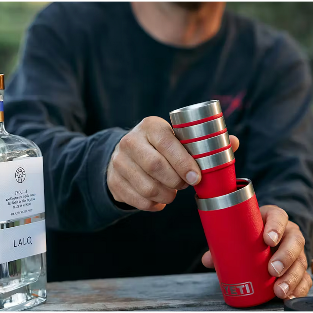 YETI Shot Glasses & Case - Black Forest Green