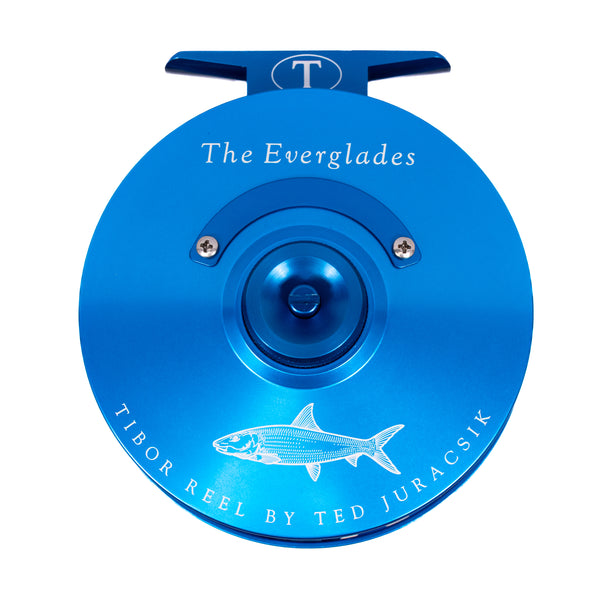 Tibor Tibor Everglades Reel - Aqua/Royal Blue - Bonefish Engraving.