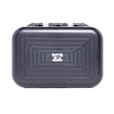 Front view of Yellow Dog lightweight fly box, closed with swingleaf hinge and textured black lid showing Yellow Dog logo on white background