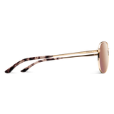 Side view of Smith Langley 2 sunglasses with rose-gold metal frame, ChromaPop polarized rose-gold lens and tortoise temple tips