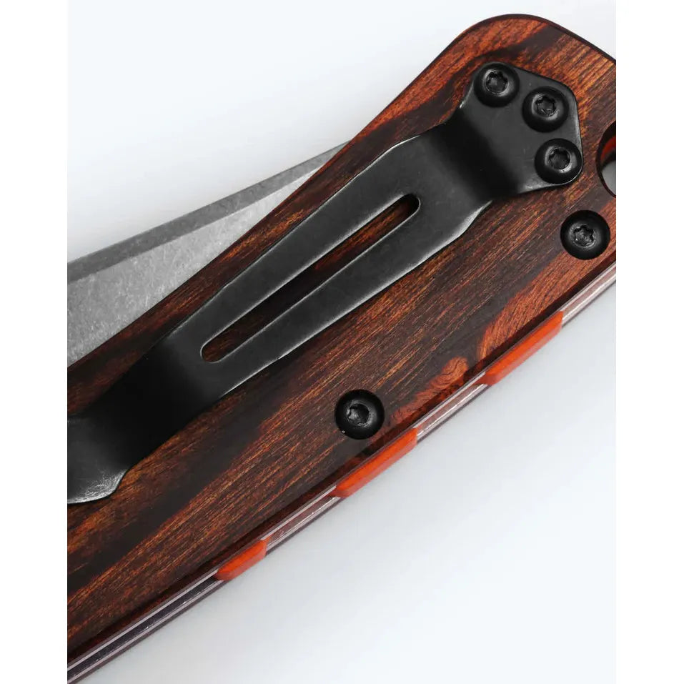 Benchmade Crooked River - Gray Aluminum & Wood - Clip-point