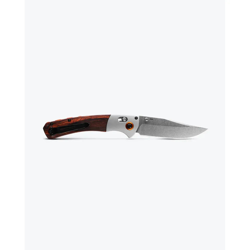 Benchmade Crooked River - Gray Aluminum & Wood - Clip-point